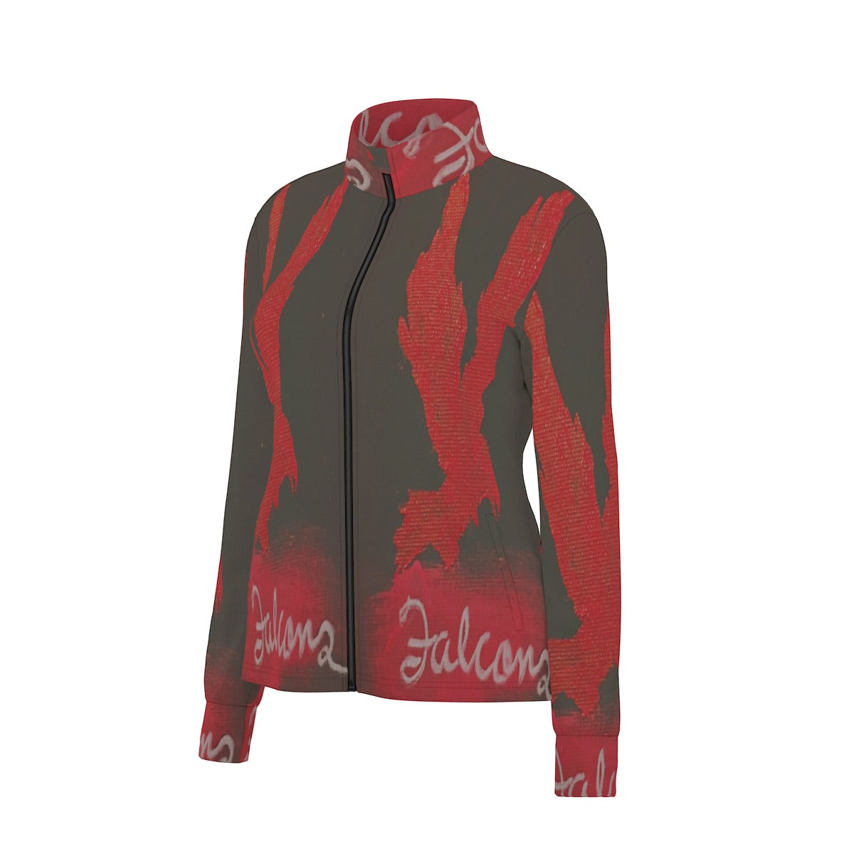 KG Fit Women's Long Sleeve Thumbhole Jacket with Falcons Print - Elastic & Comfortable