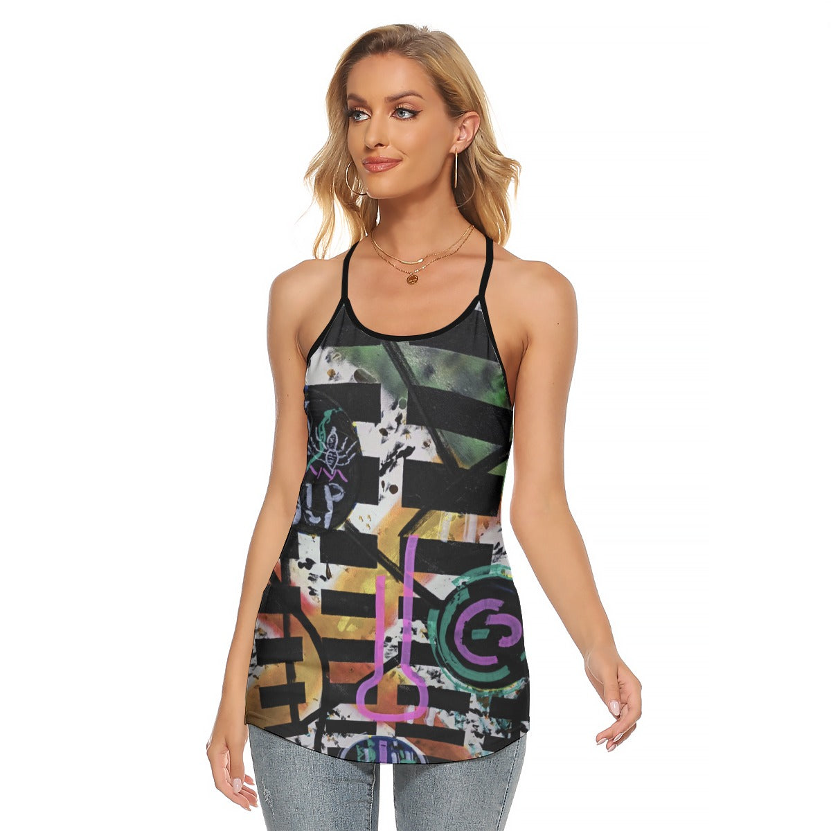 Social Media 2 Criss-Cross Open Back Tank Top