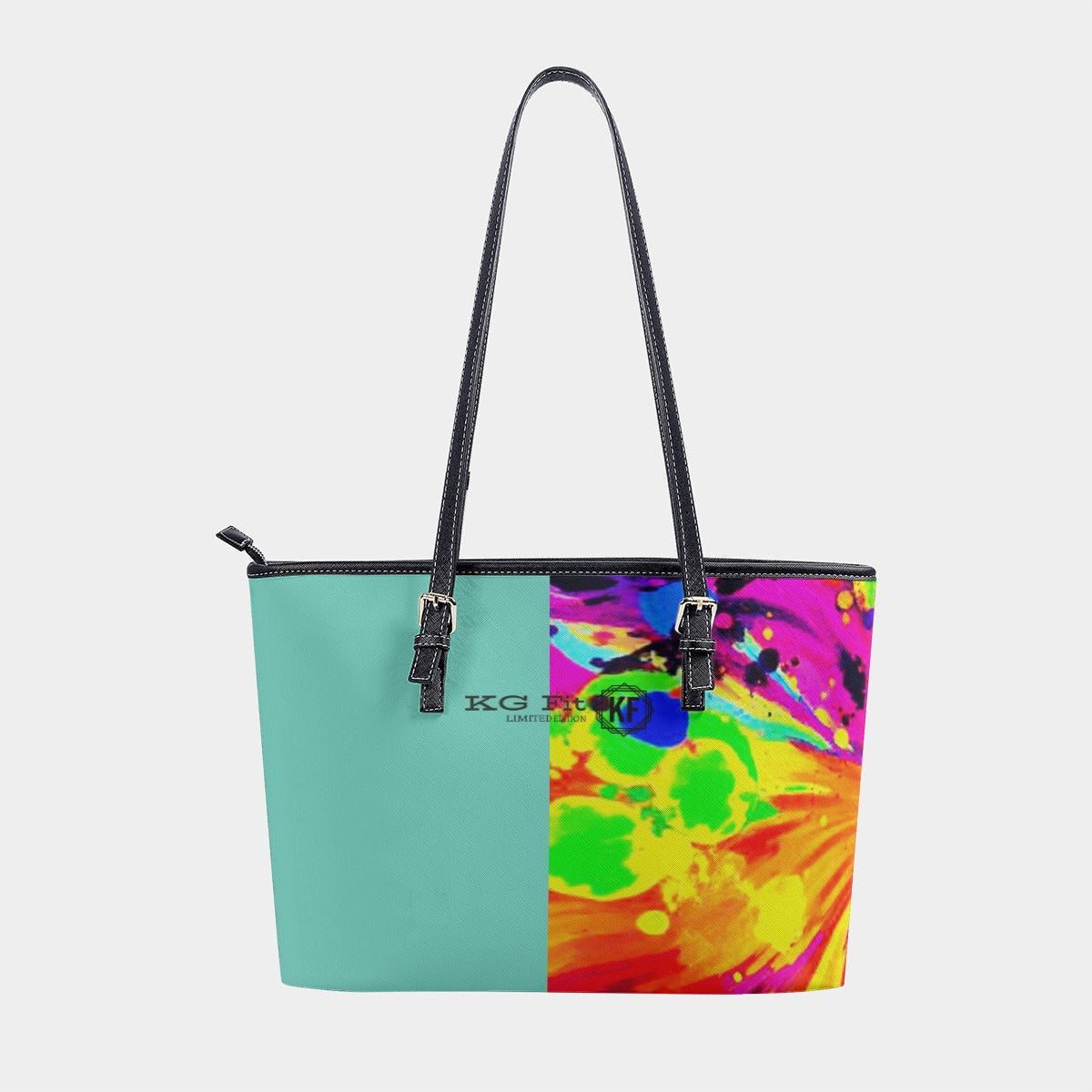 Psychedelic PU Tote Bag with Multi-Way Carry Options
