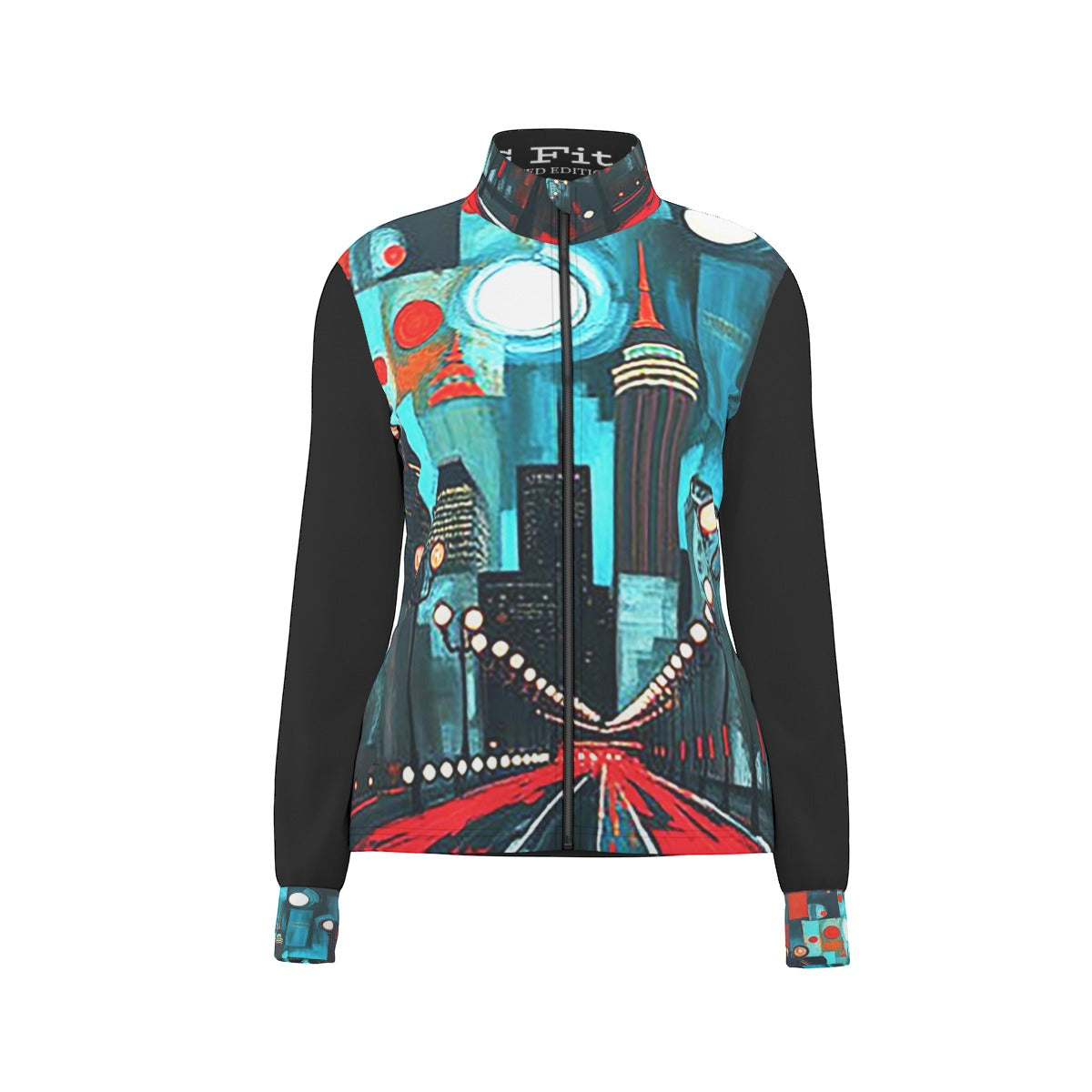 Atlanta at Nighttime Long Sleeve Thumbhole Jacket with Pockets