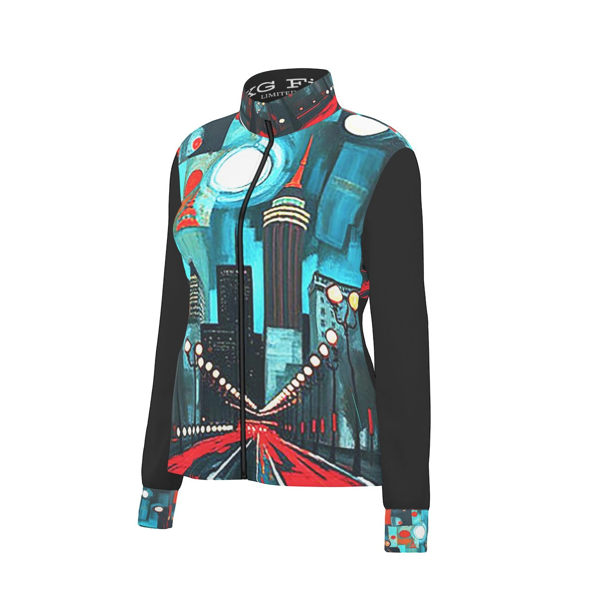 Atlanta at Nighttime Long Sleeve Thumbhole Jacket with Pockets