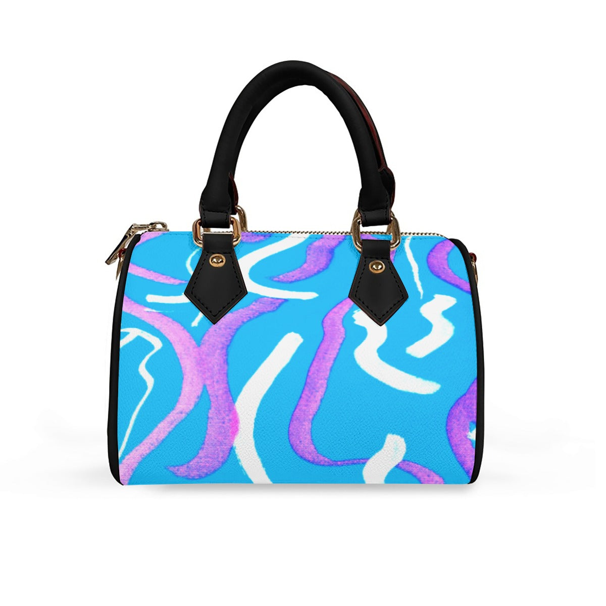 Melancholy Classic Barrel-Shaped PU Leather Handbag with Detachable Strap