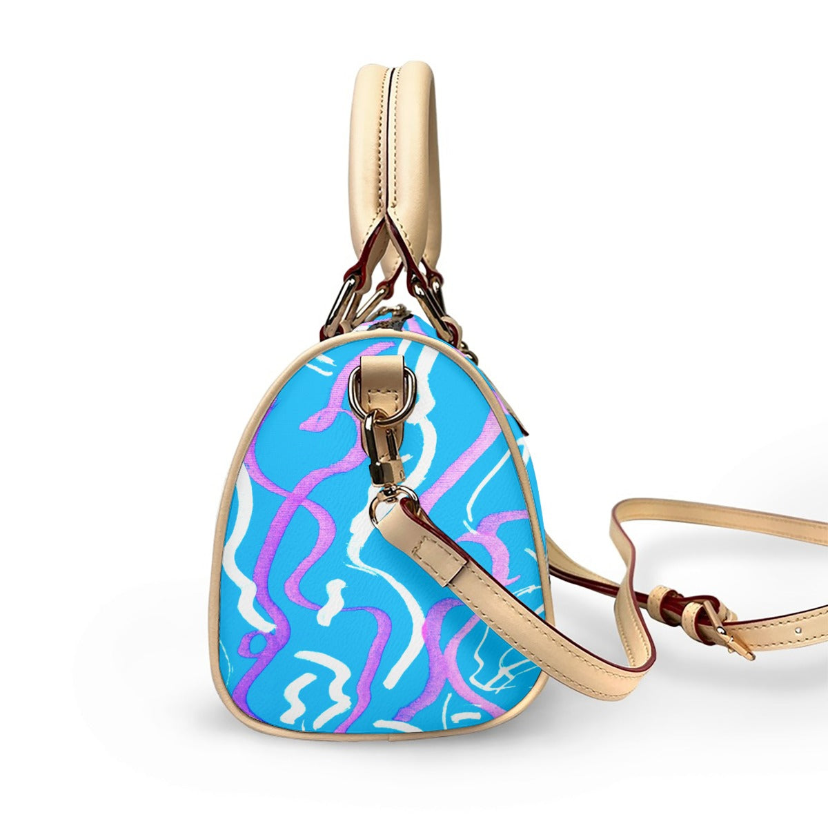 Melancholy Classic Barrel-Shaped PU Leather Handbag with Detachable Strap