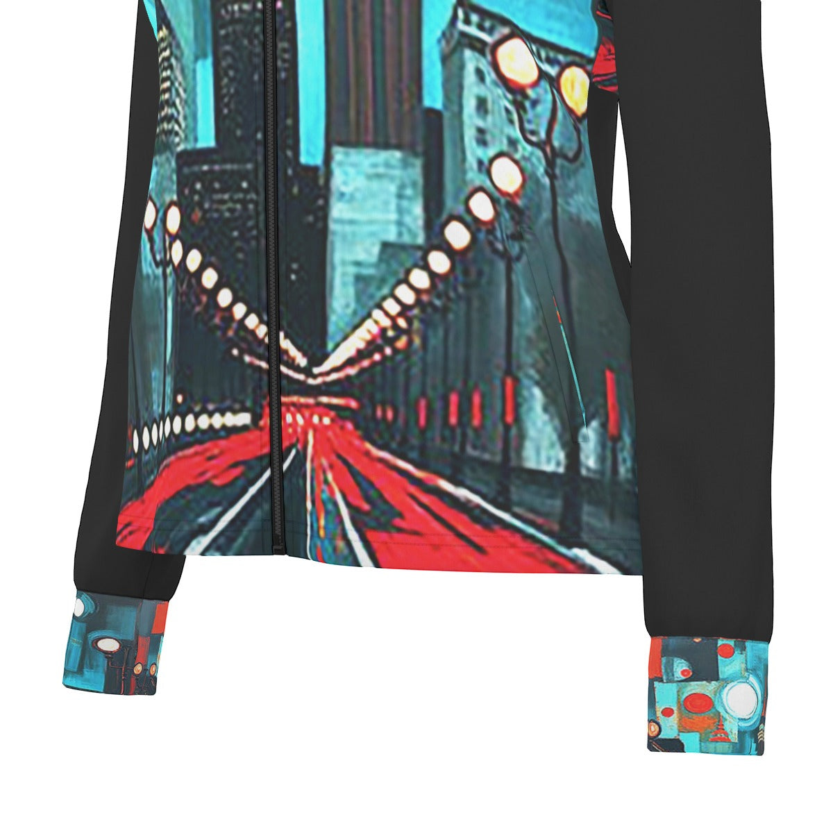 Atlanta at Nighttime Long Sleeve Thumbhole Jacket with Pockets