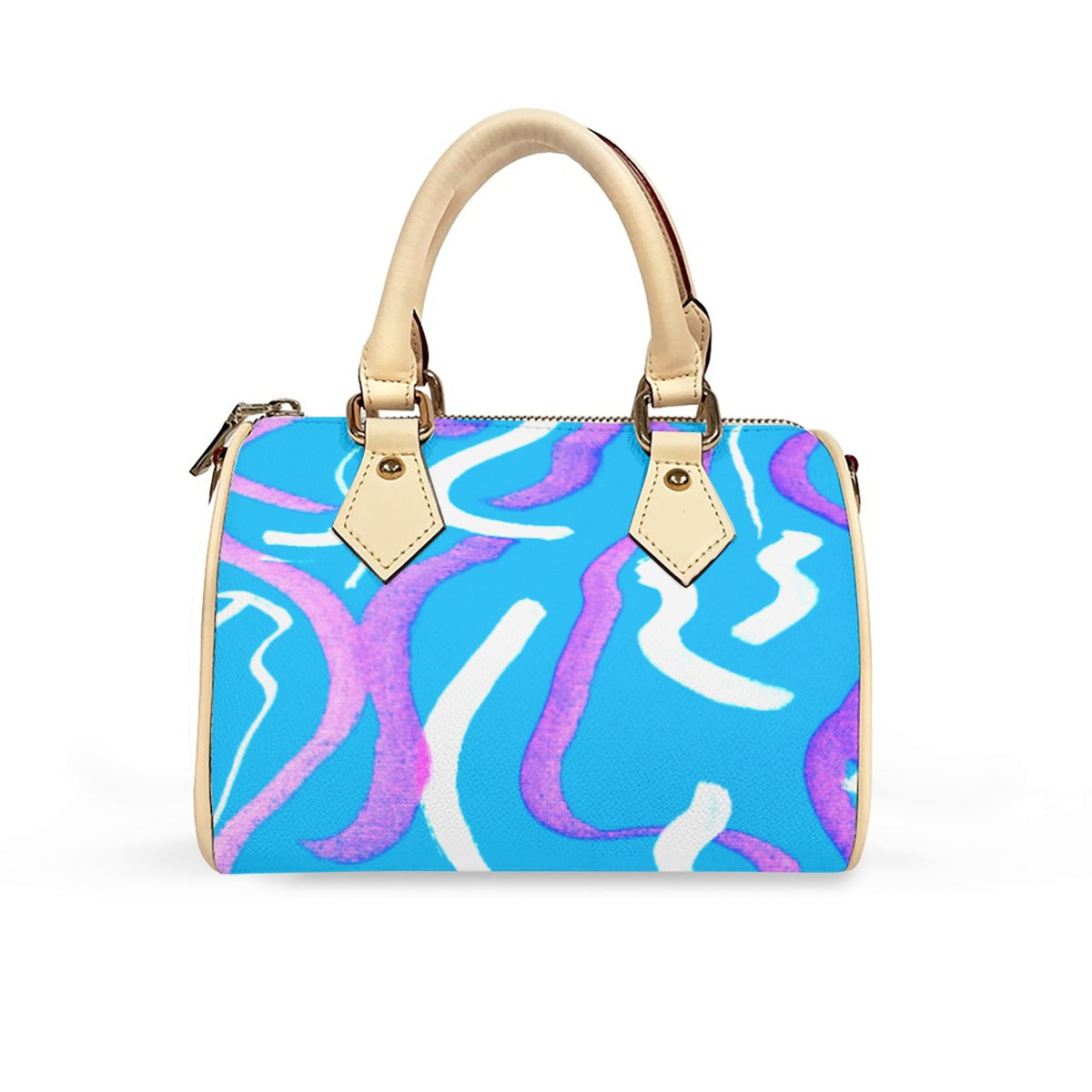 Melancholy Classic Barrel-Shaped PU Leather Handbag with Detachable Strap