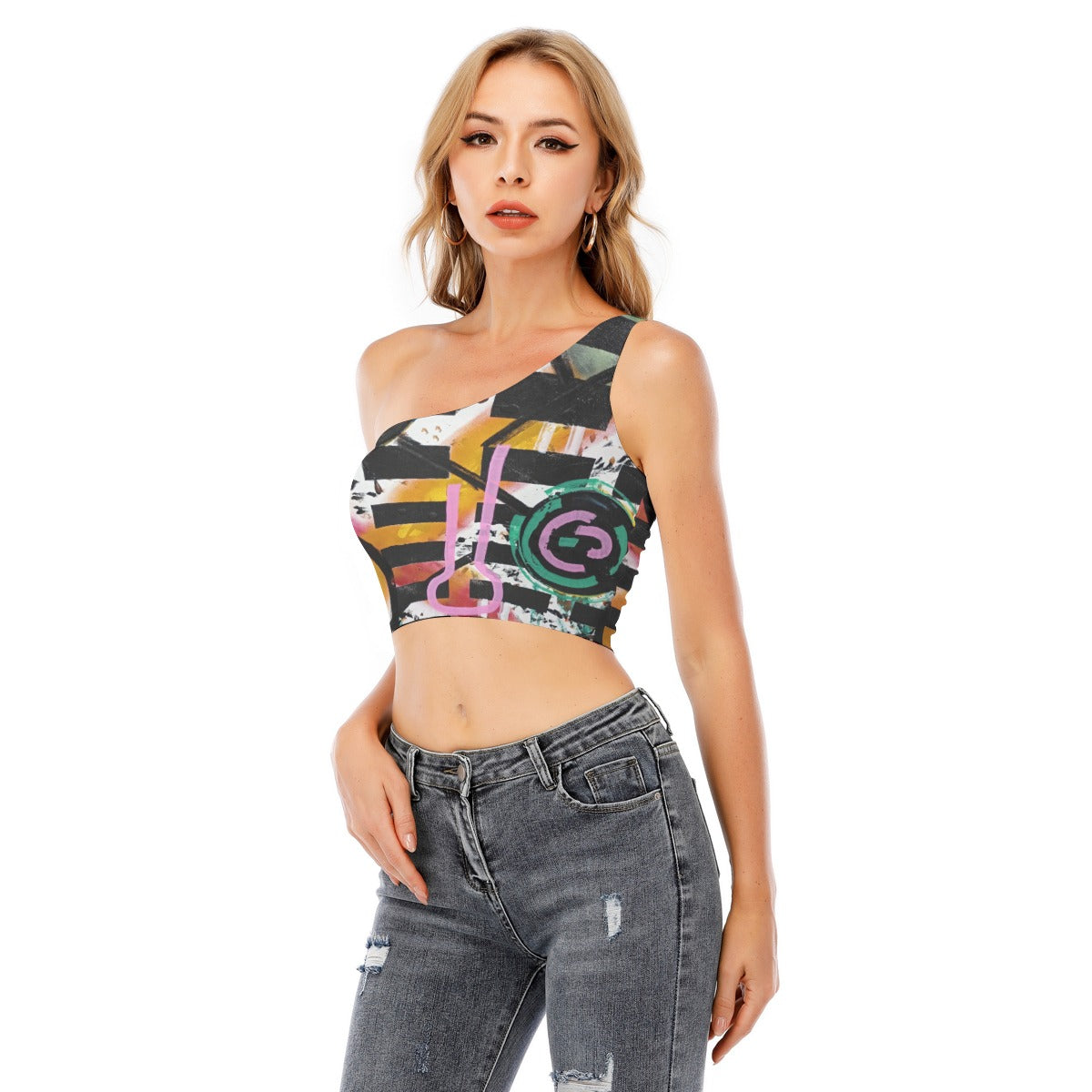Social Media 2 Women's One-Shoulder Cropped Top