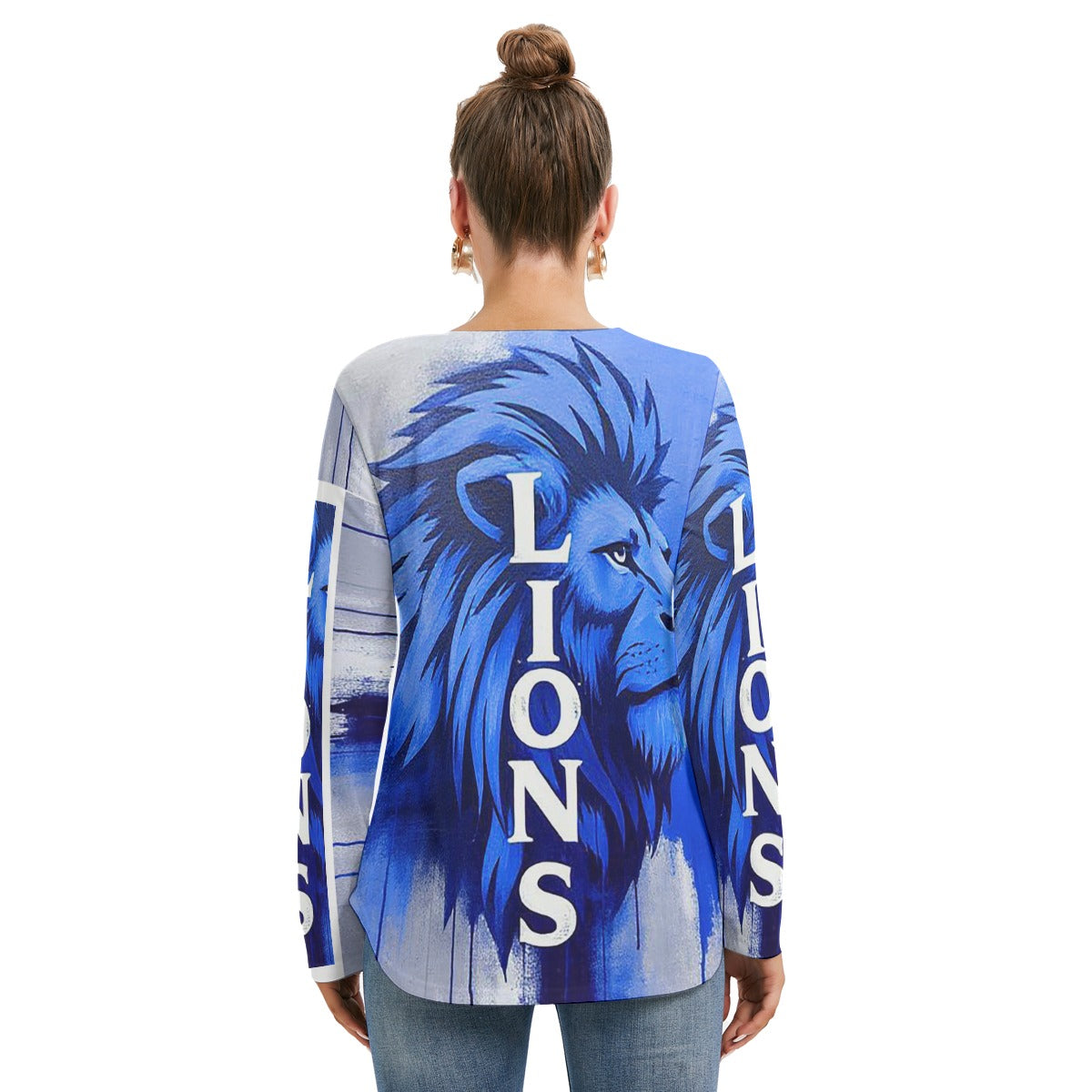 Detroit Lions Women's Long Sleeve Neckline Tie Sweatshirt