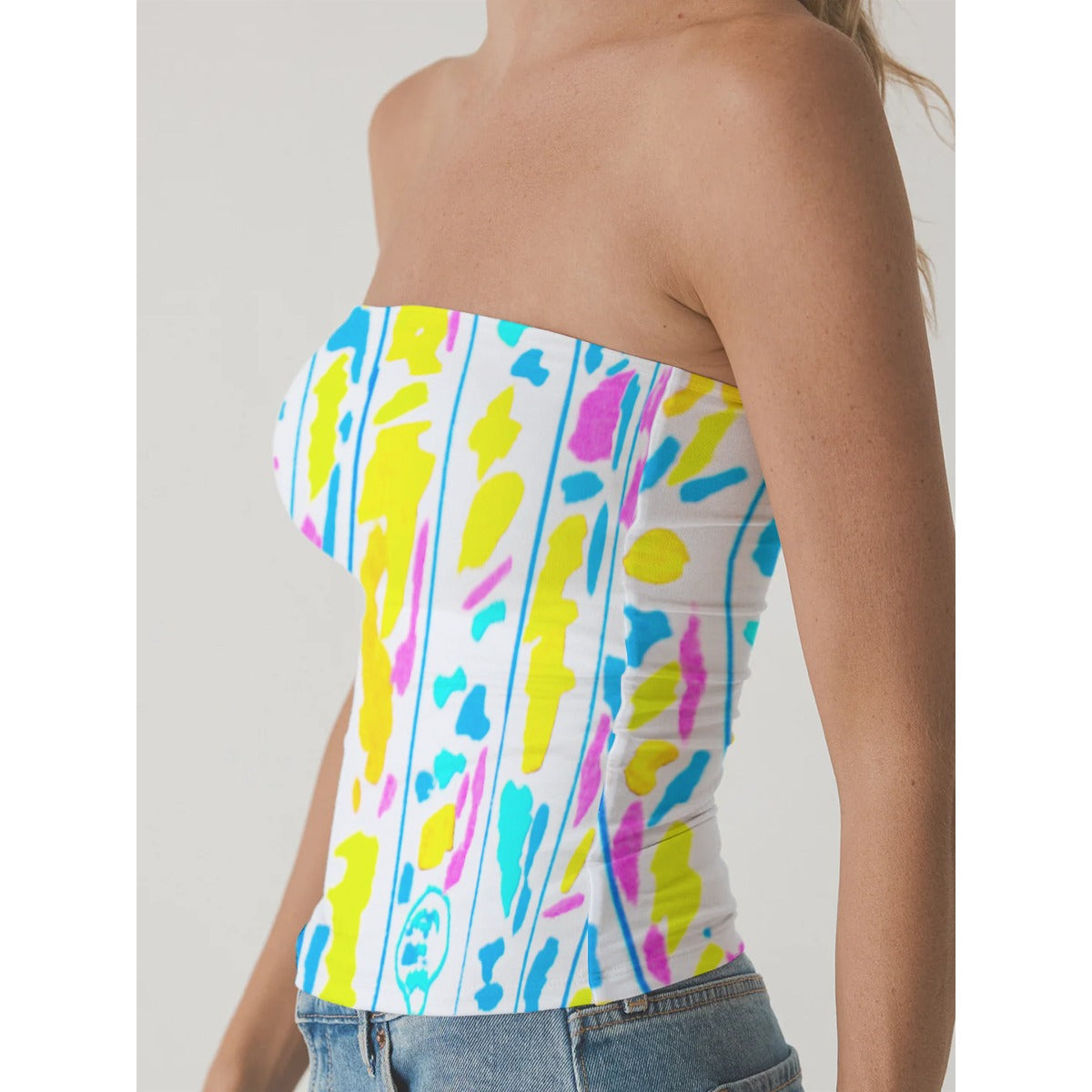 Folksy Double-Layer Strapless Top