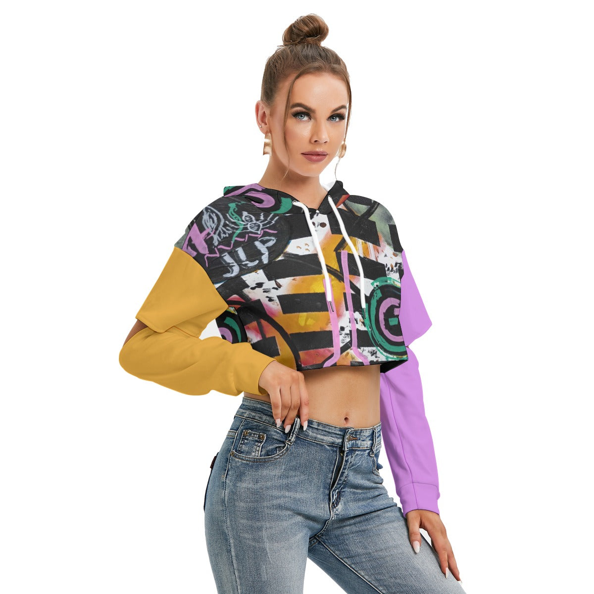Social Media 2 Heavy Fleece Hoodie With Hollow Out Sleeve