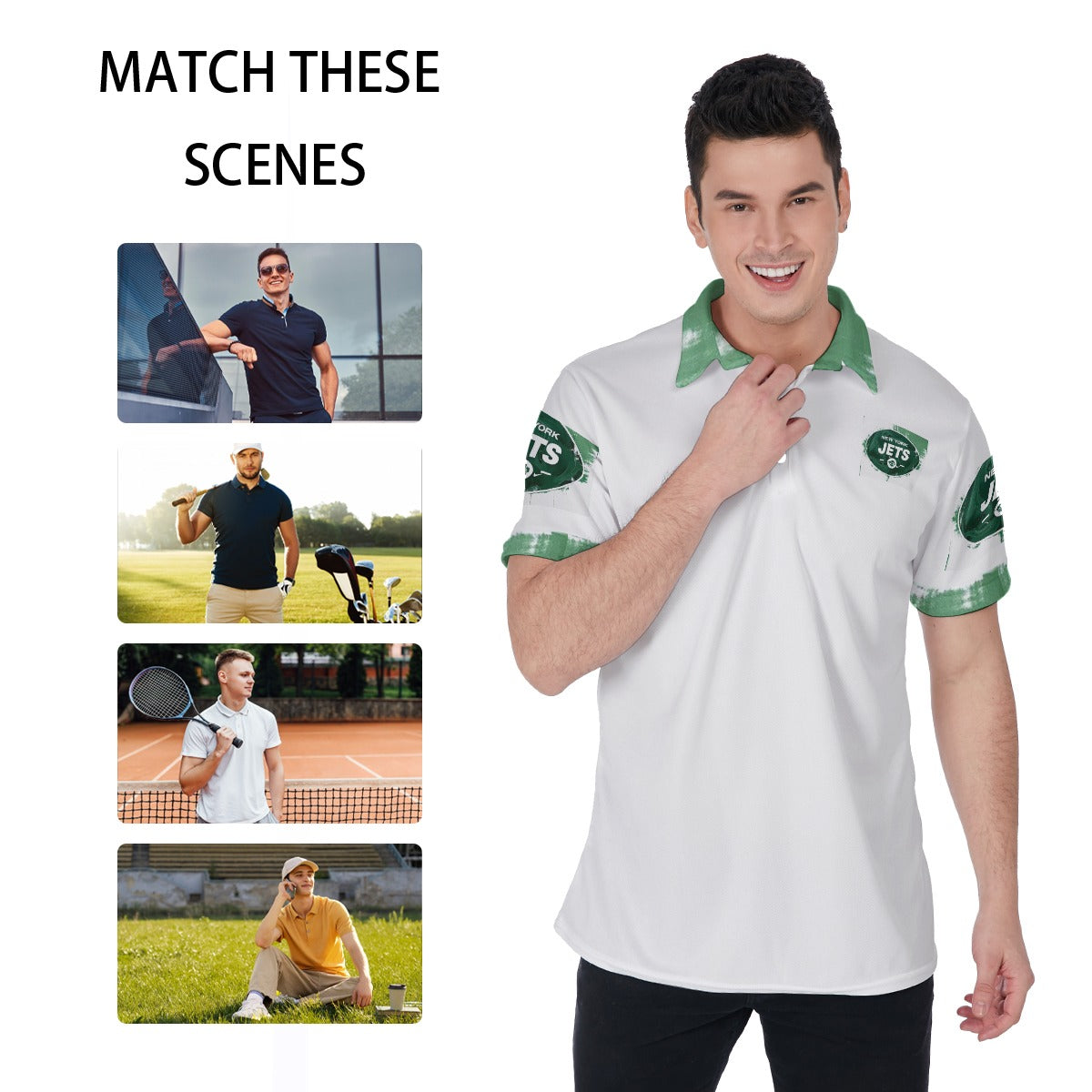 KG Fit Men's New York Jets Golf Polo Shirt - Breathable & Stretchy Athletic Fit