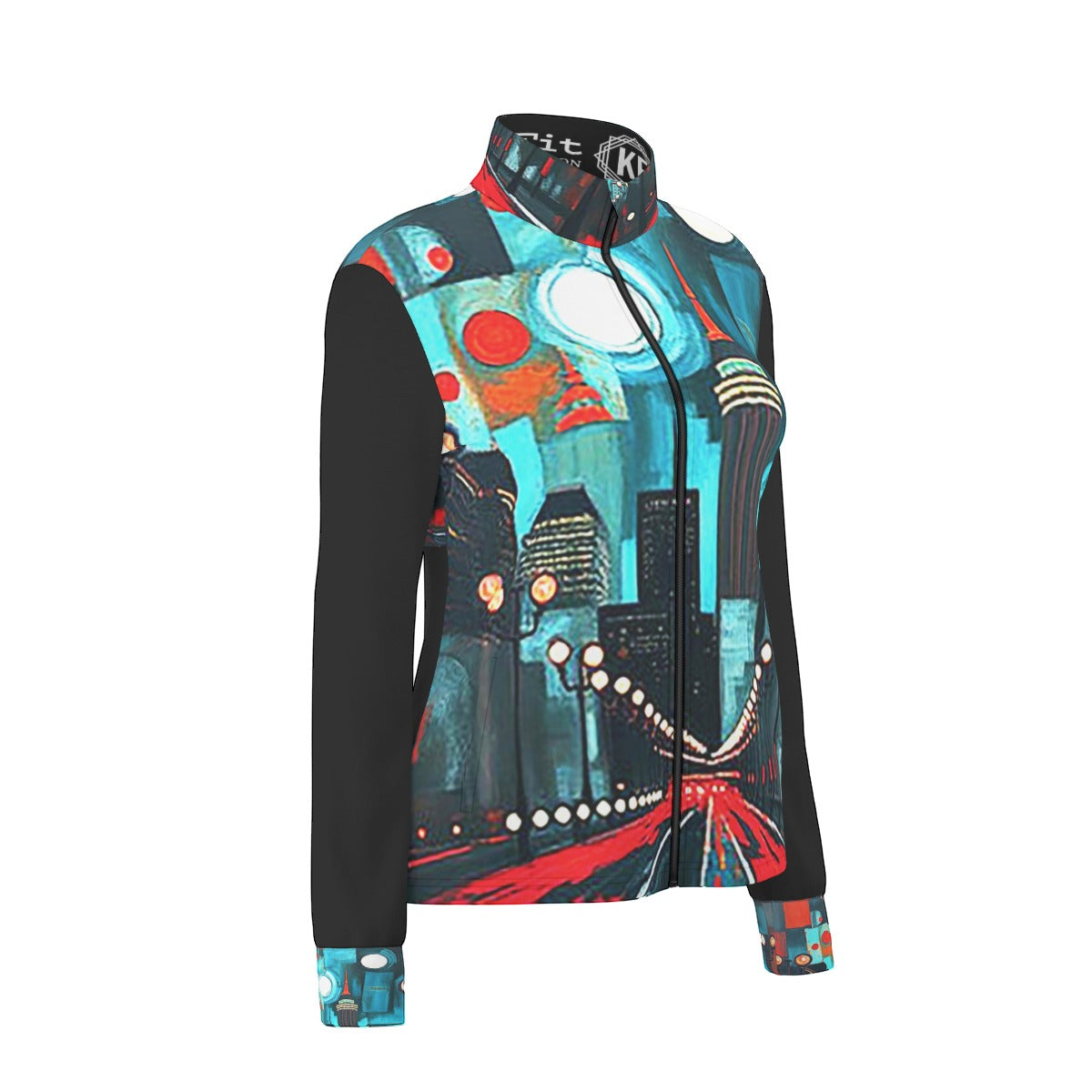 Atlanta at Nighttime Long Sleeve Thumbhole Jacket with Pockets