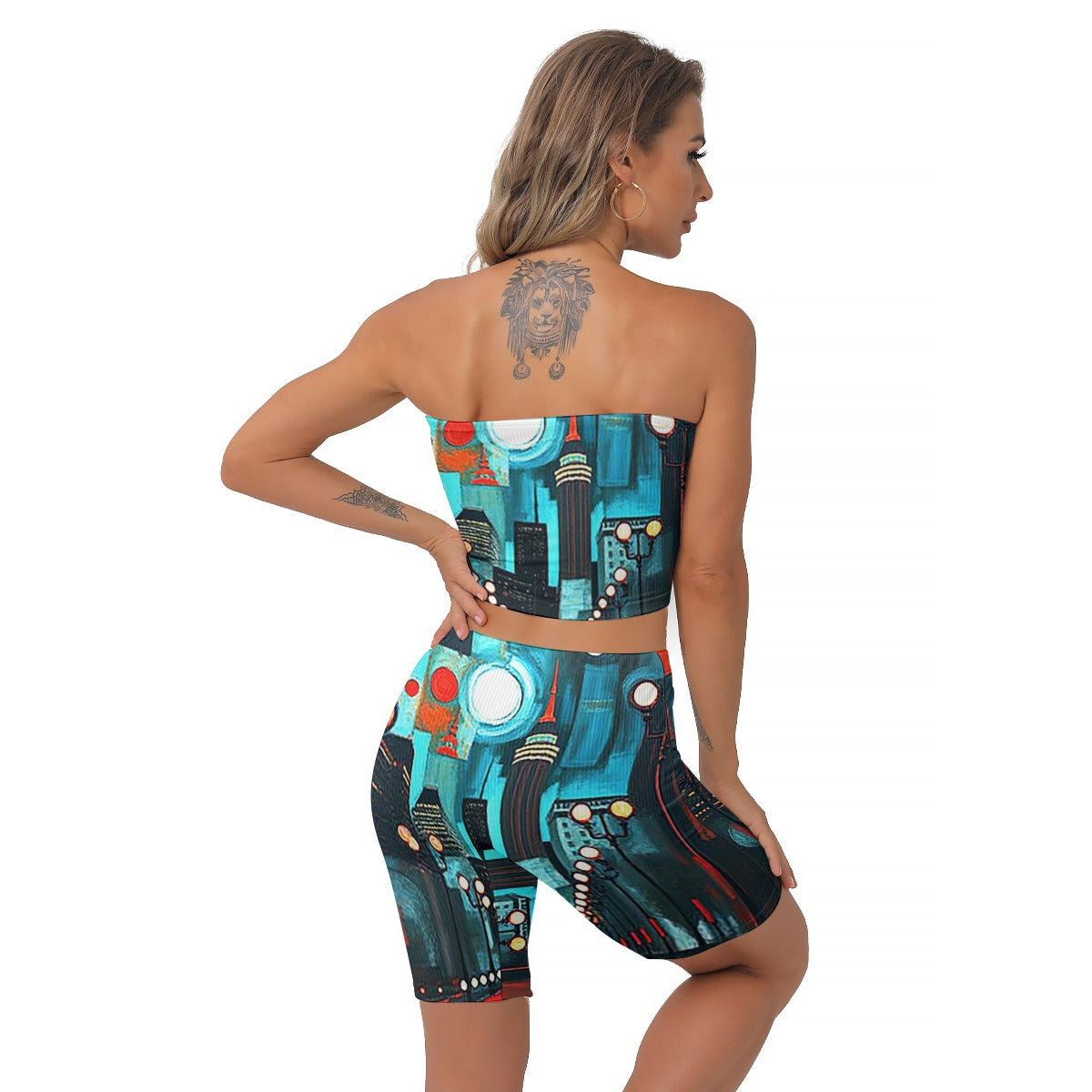 Atlanta at Nighttime Sexy Breast Wrap Shorts Suit