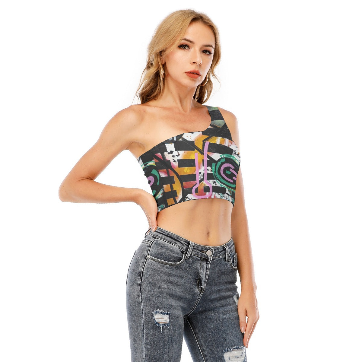 Social Media 2 Women's One-Shoulder Cropped Top