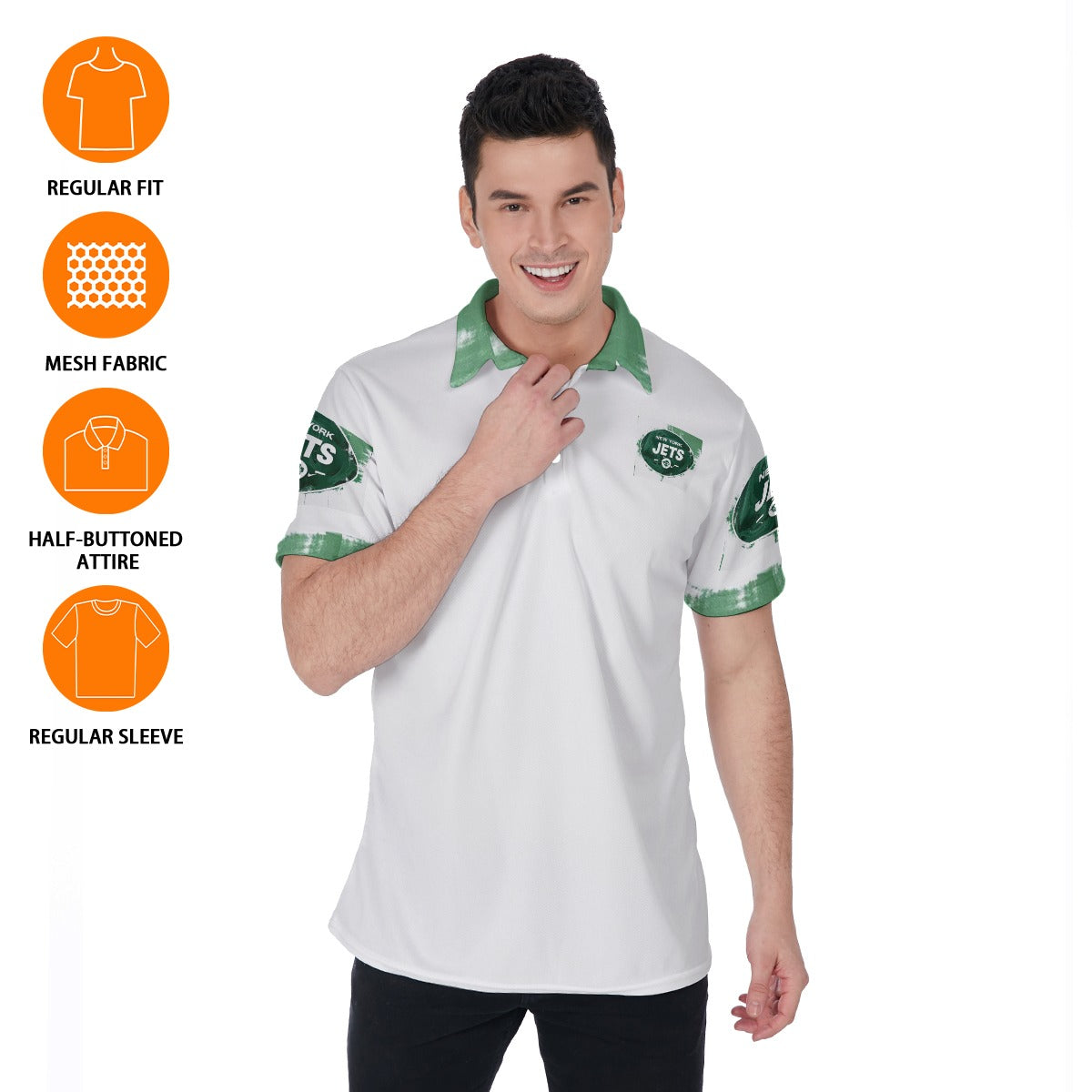 KG Fit Men's New York Jets Golf Polo Shirt - Breathable & Stretchy Athletic Fit