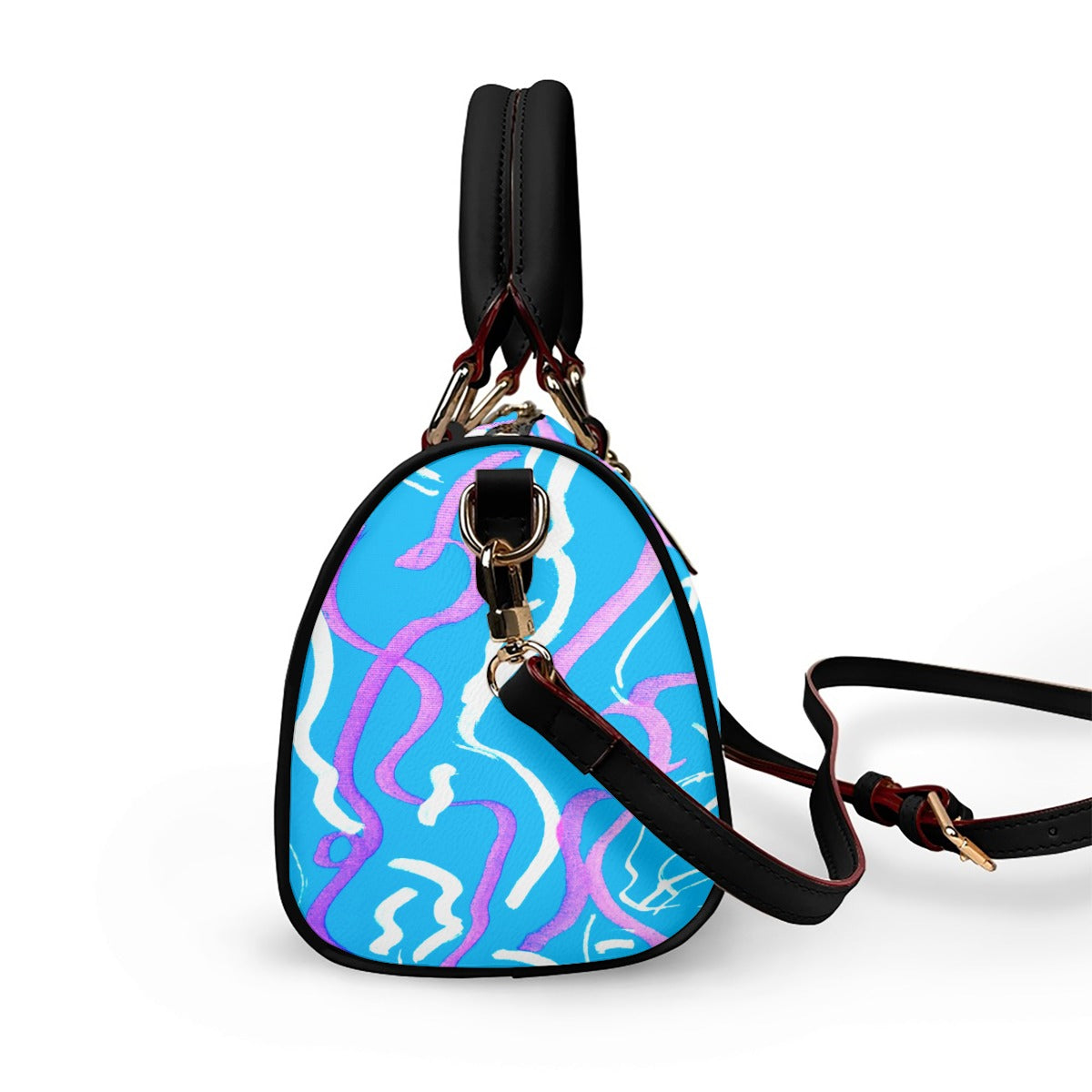 Melancholy Classic Barrel-Shaped PU Leather Handbag with Detachable Strap