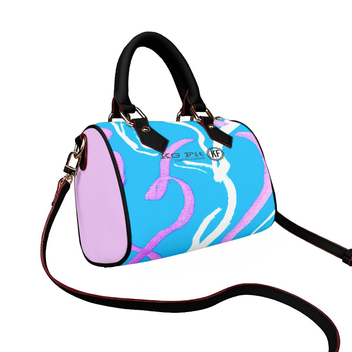 KG Fit Classic Barrel-Shaped PU Leather Handbag with Adjustable Strap