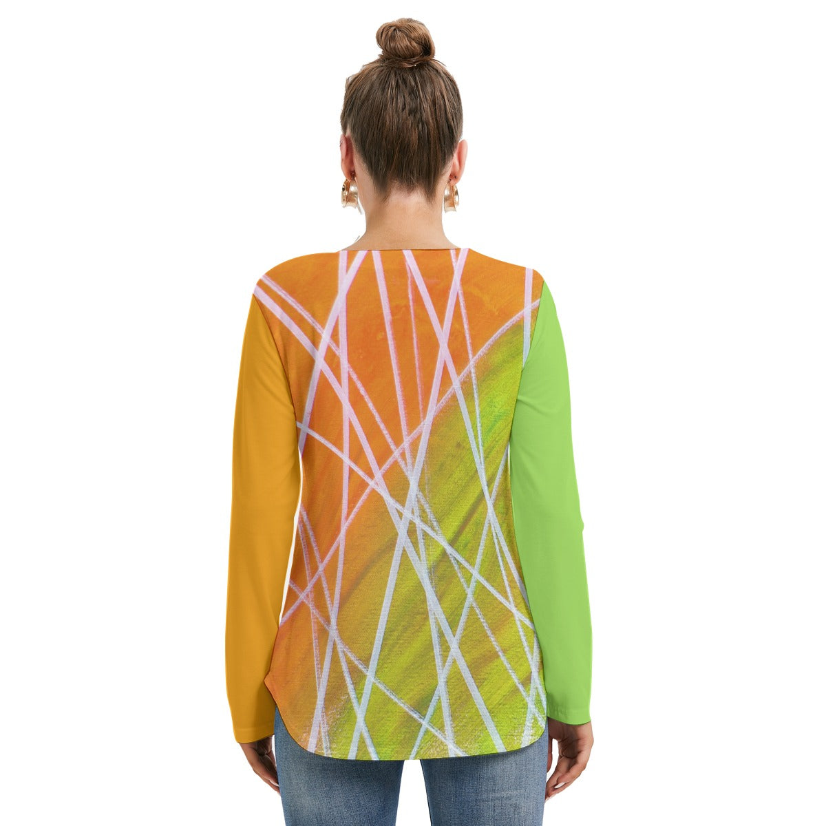 Hyped Women's Long Sleeve Neckline Tie Sweatshirt