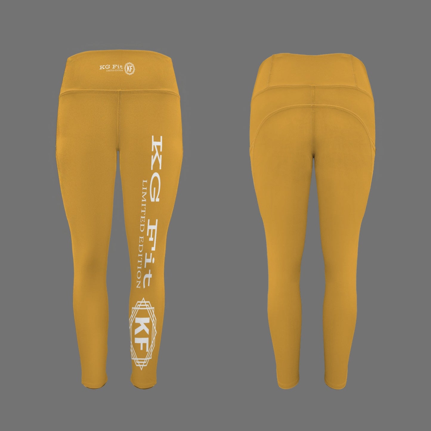 Gold High Waist Leggings with Side Pocket