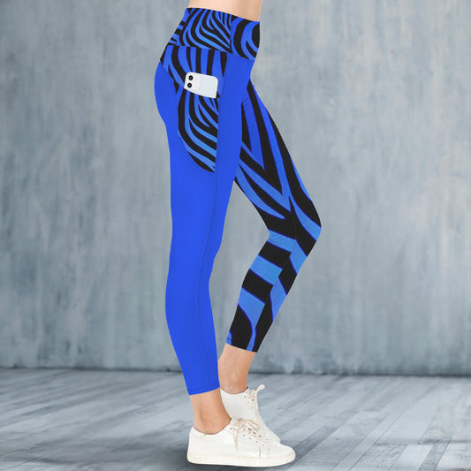 Blue zebra leggings