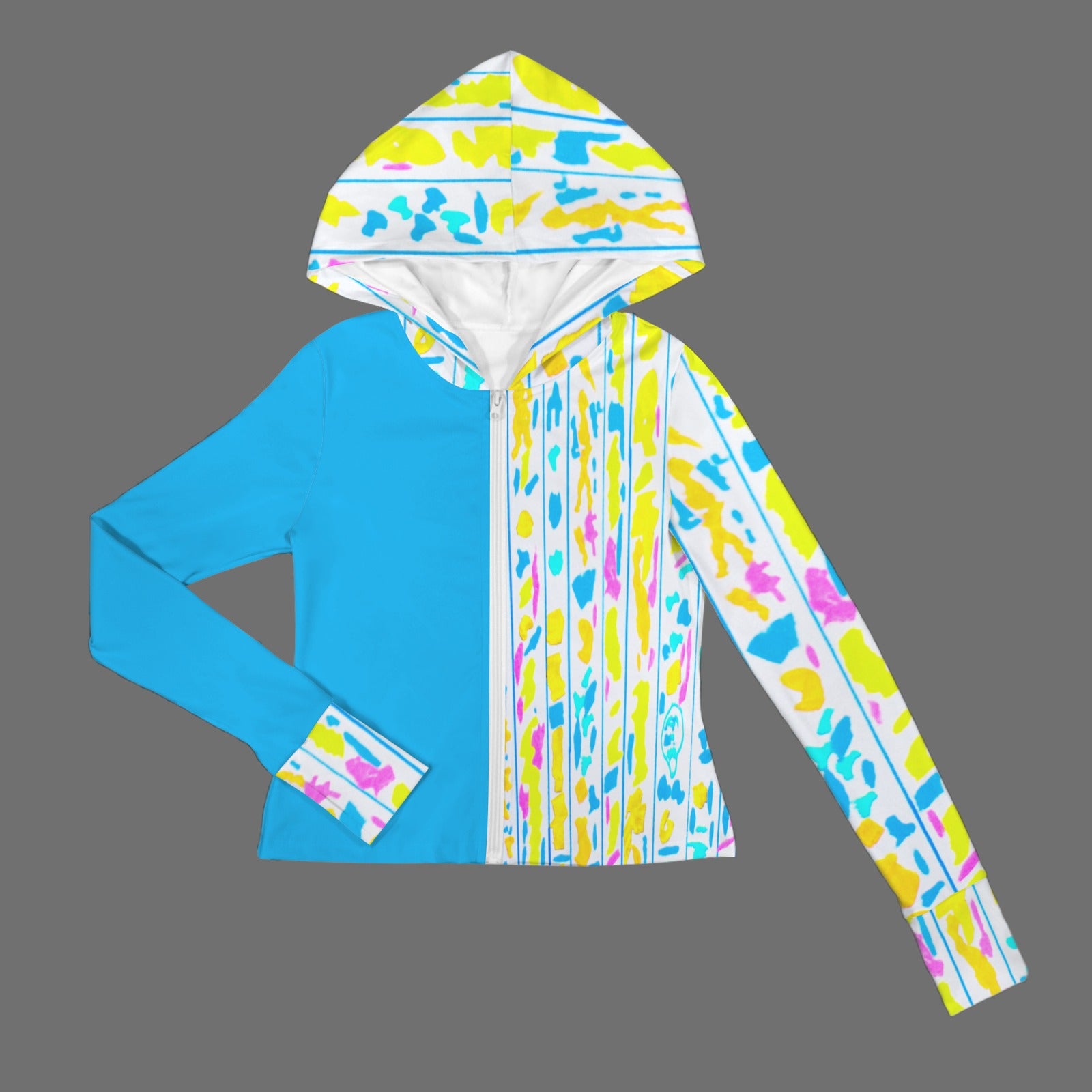 Folksy Full Zip Thumb Hole Hooded Sports Jacket