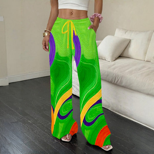 Squiggly Straight-Leg Casual Pants