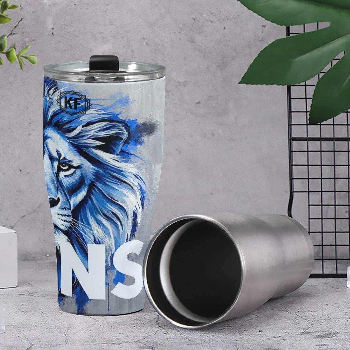 KG Fit Detroit Lions 30oz Stainless Steel Tumbler - Insulated Custom Print Mug with Lid, 10x7.5x20cm