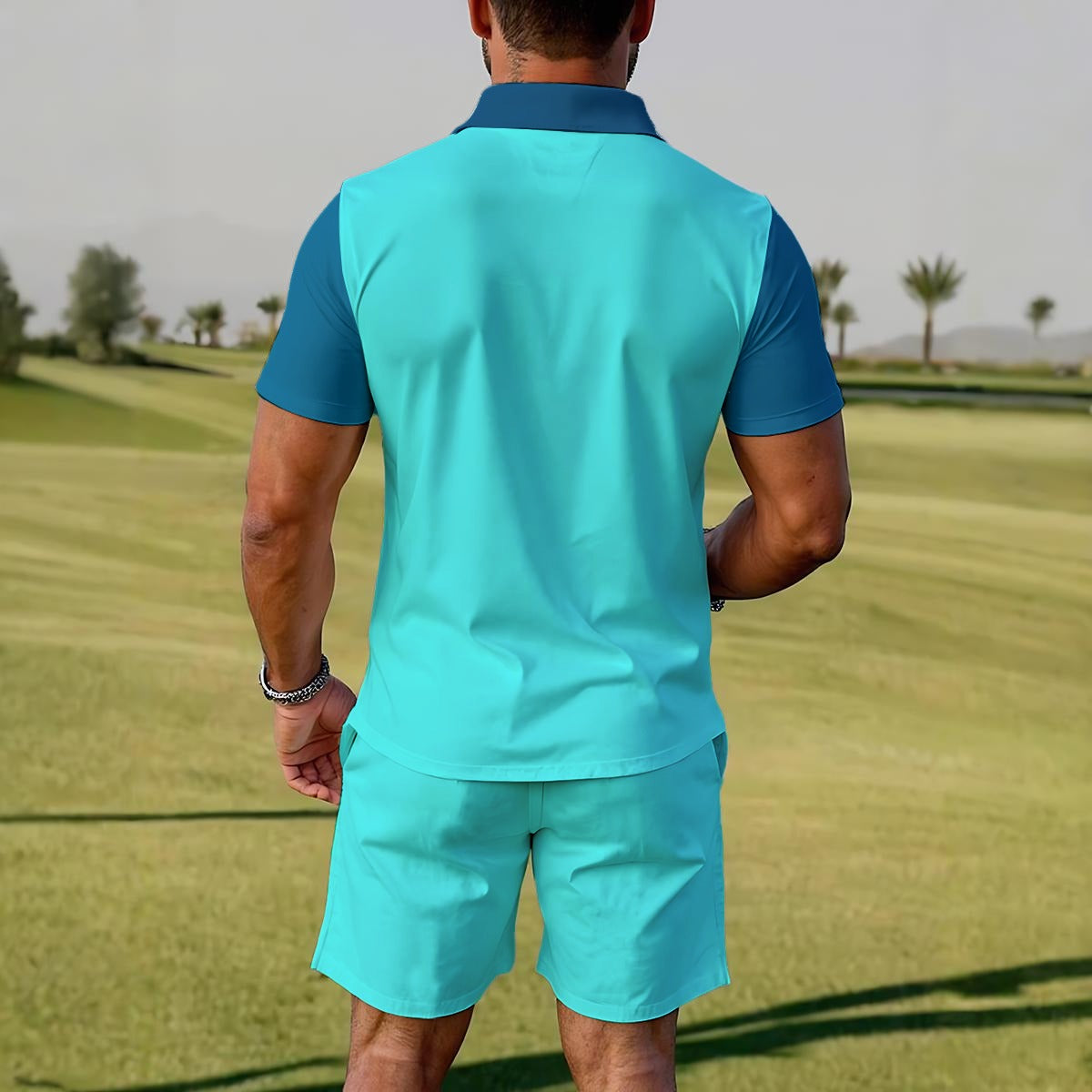 Chambray Rose Poplin Men's Polo Sportswear Set