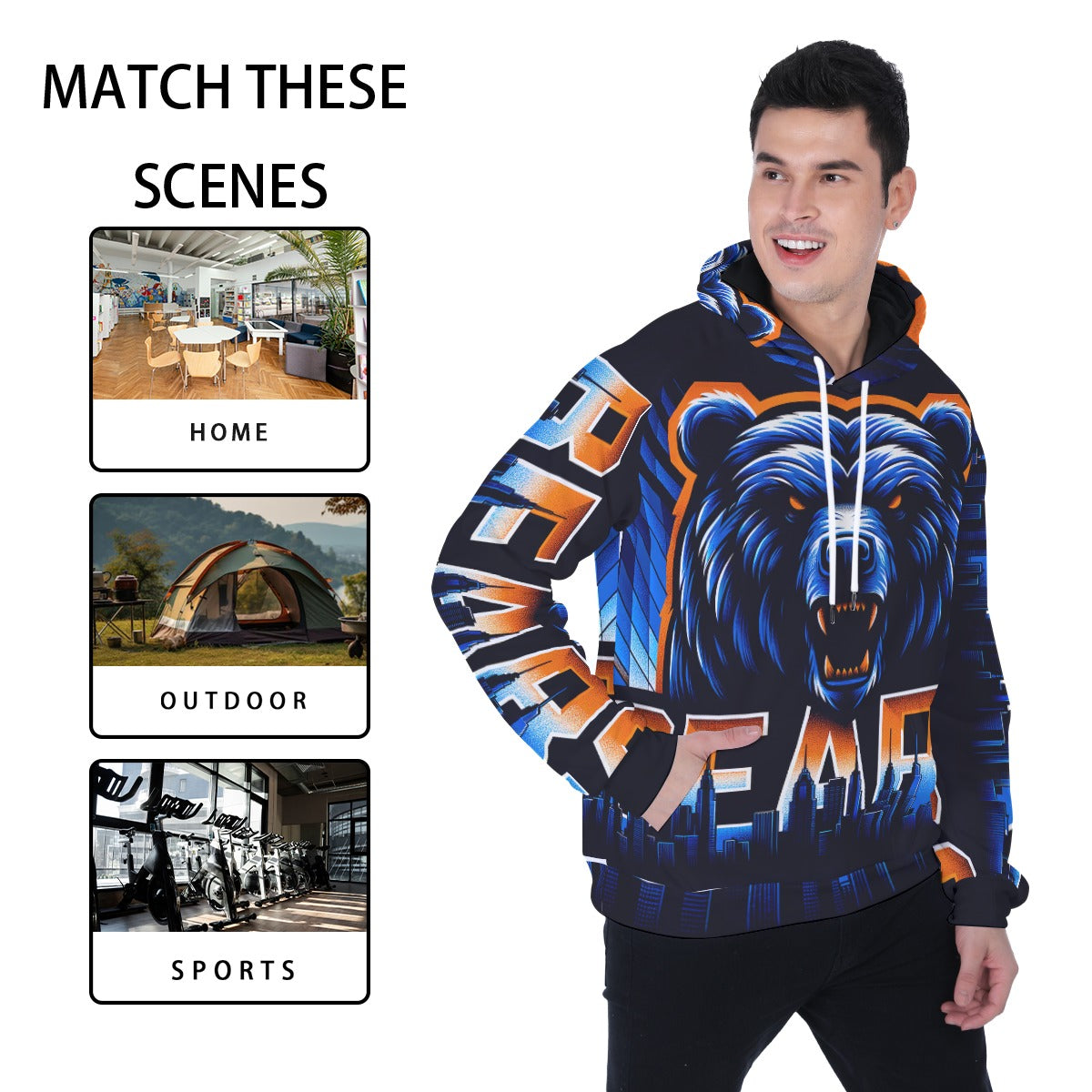 Chicago Bears Men's Heavy Fleece Raglan Hoodie