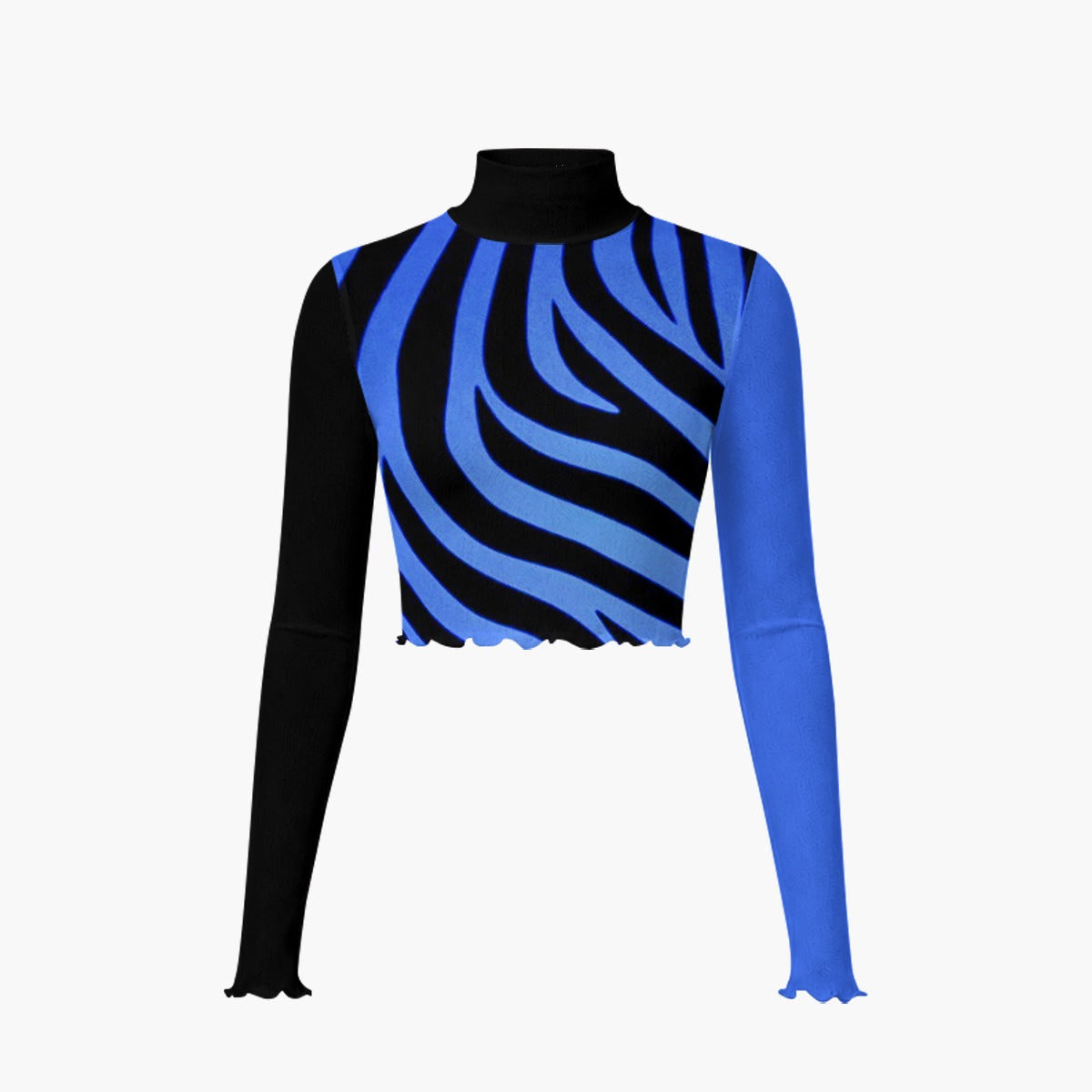 Blue Zebra Women's High Neck Skirt Set with Thumb Hole