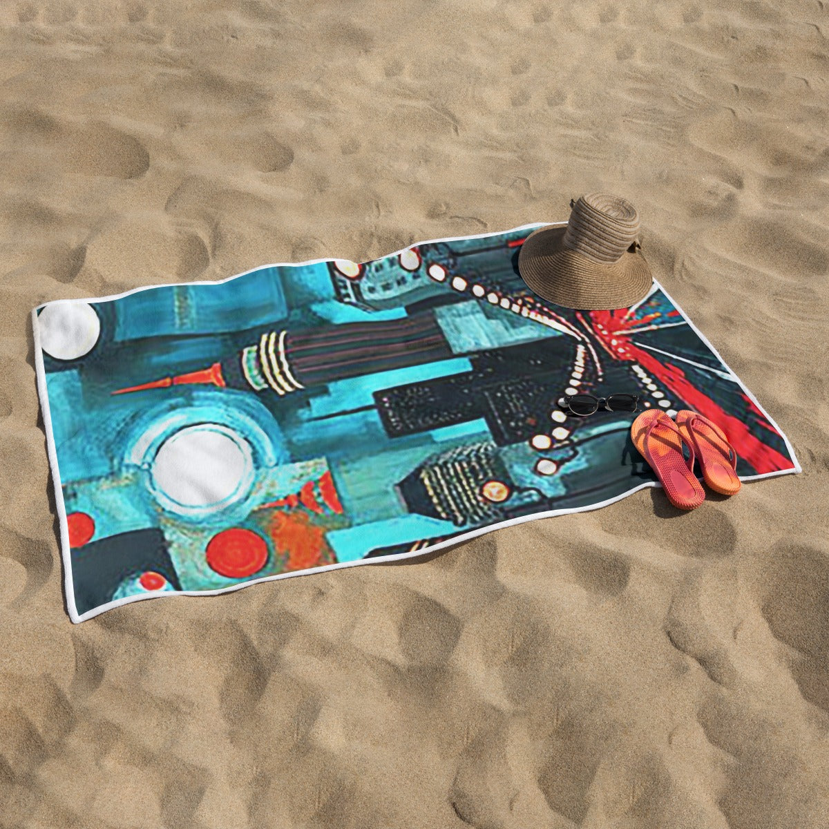 Atlanta at Nighttime Rectangular Beach Towel