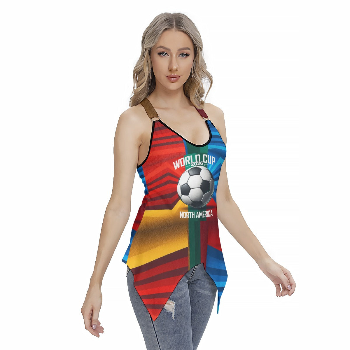 World Cup Atlanta - Soccer Ball Women's Racing Tank Top with Irregular Hem