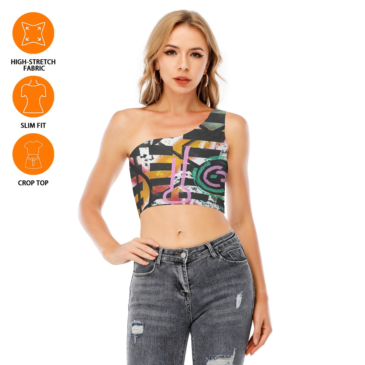 Social Media 2 Women's One-Shoulder Cropped Top