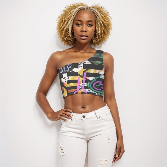 Social Media 2 One-Shoulder Cropped Top