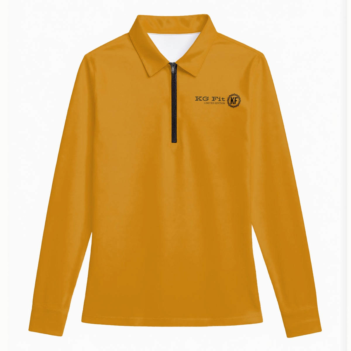 KG Fit Orange Women's Quarter Zip Sport Shirt with Long Sleeve
