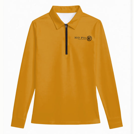 KG Fit Orange Women's Quarter Zip Sport Shirt with Long Sleeve