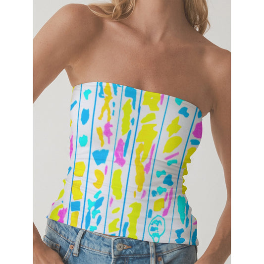 Folksy Double-Layer Strapless Top