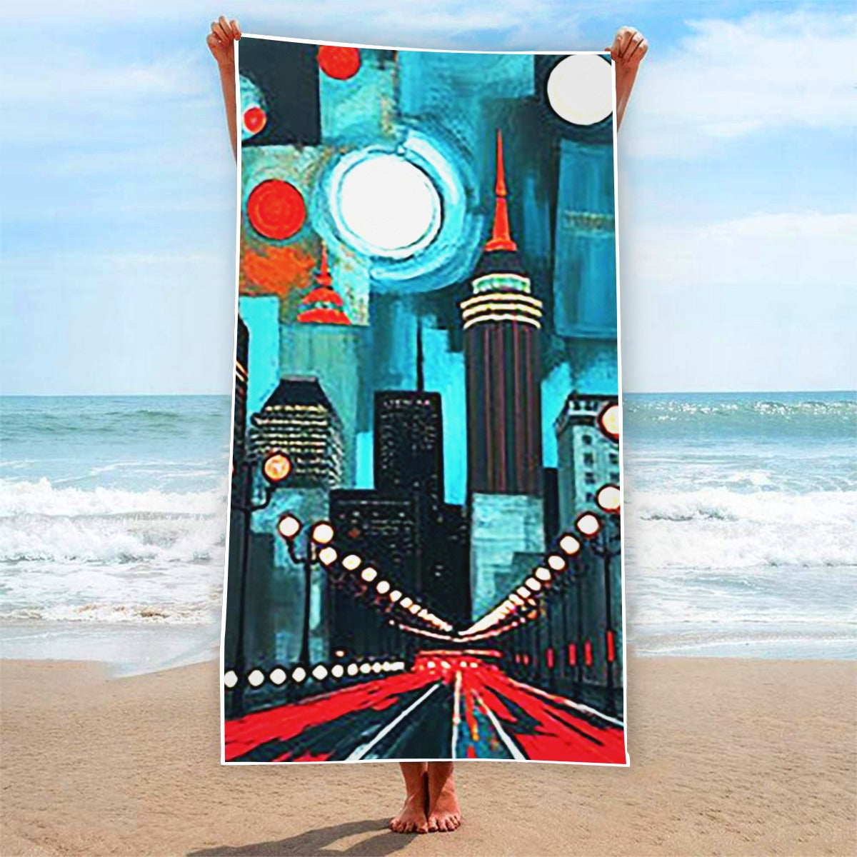 Atlanta at Nighttime Rectangular Beach Towel
