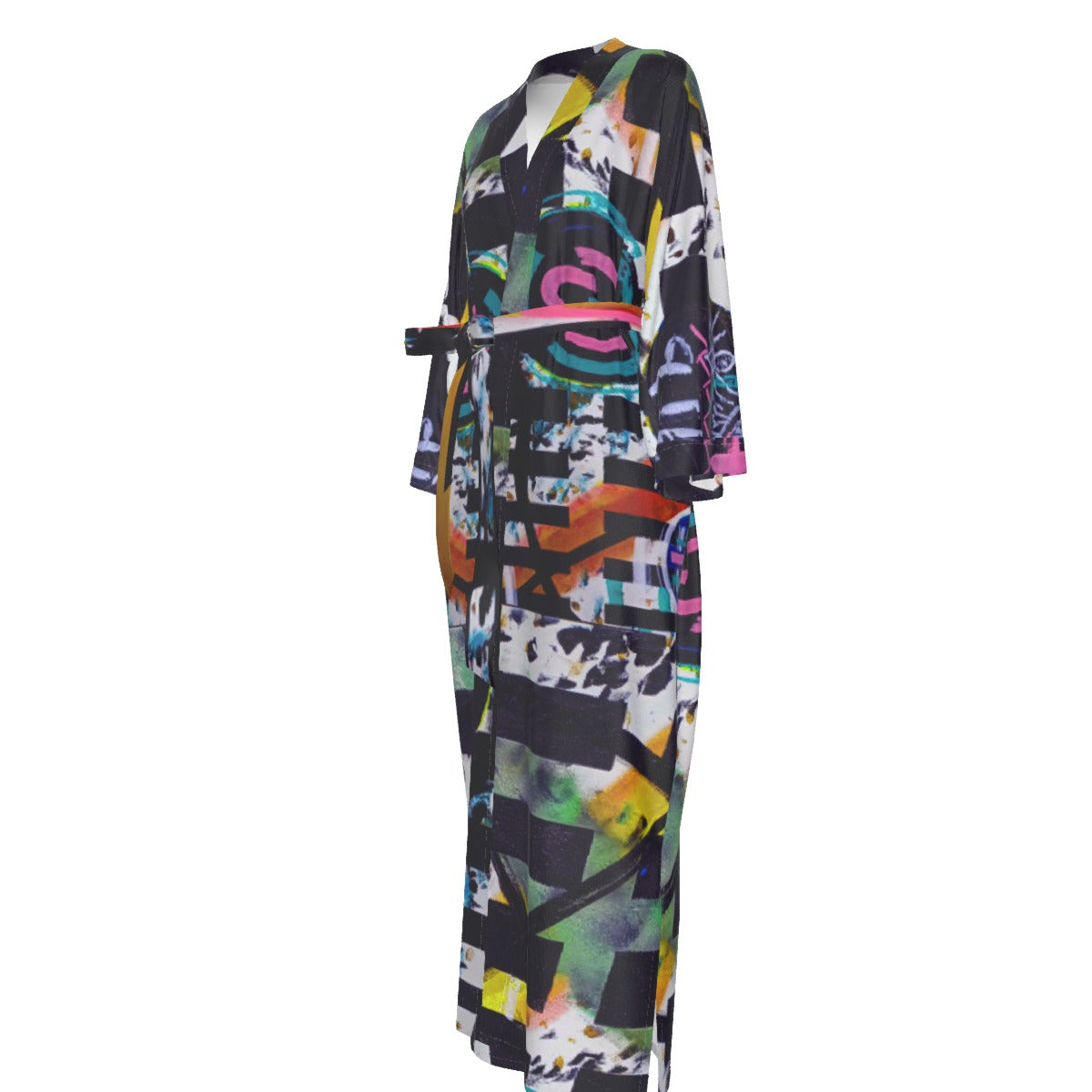 Social Media 2 Women's Satin Kimono Long Robe