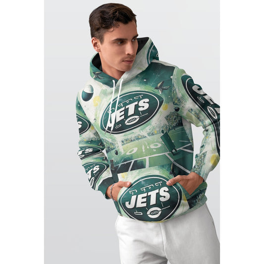 KG Fit New York Jets Men's Thicken Fleece Lined Hoodie for Warm Comfort