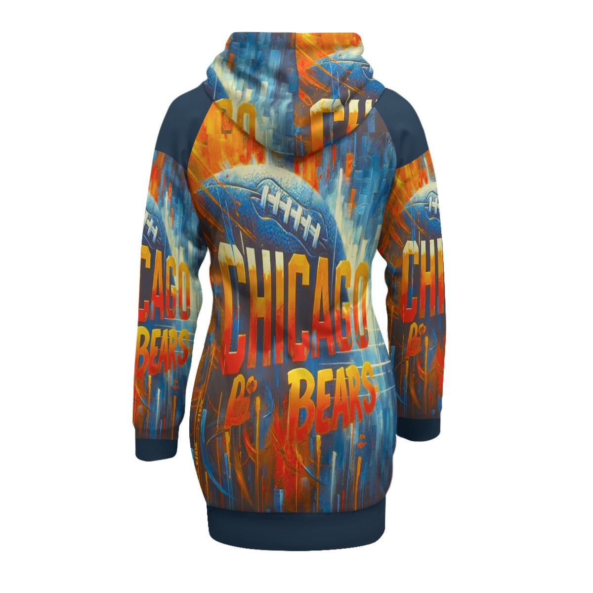 Chicago Bears Inspired Women's Pullover Hoodie Dress with Raglan Sleeve