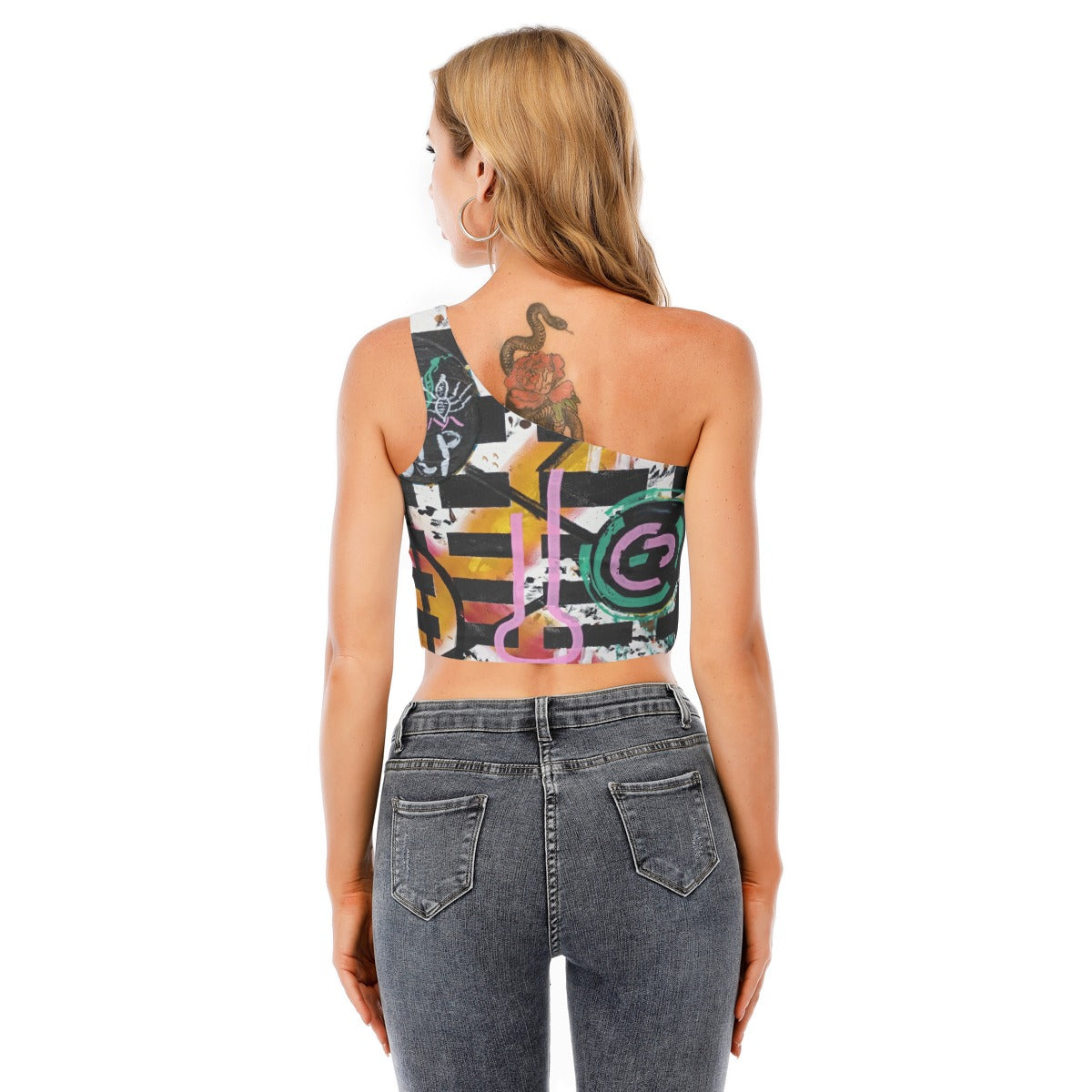 Social Media 2 Women's One-Shoulder Cropped Top