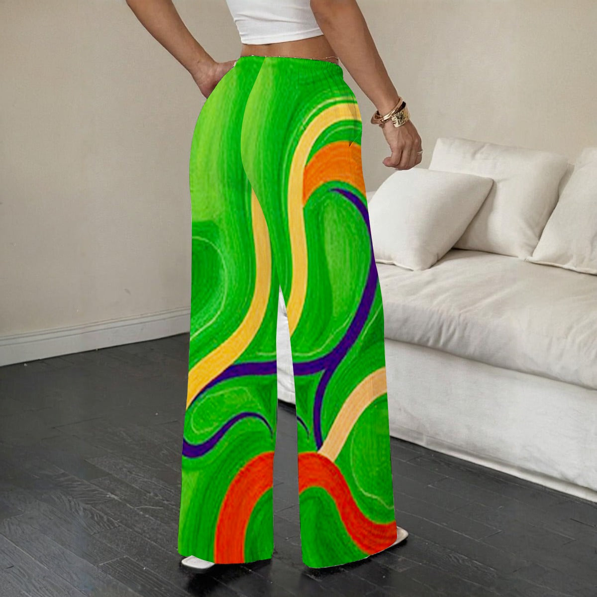 Squiggly Straight-Leg Casual Pants