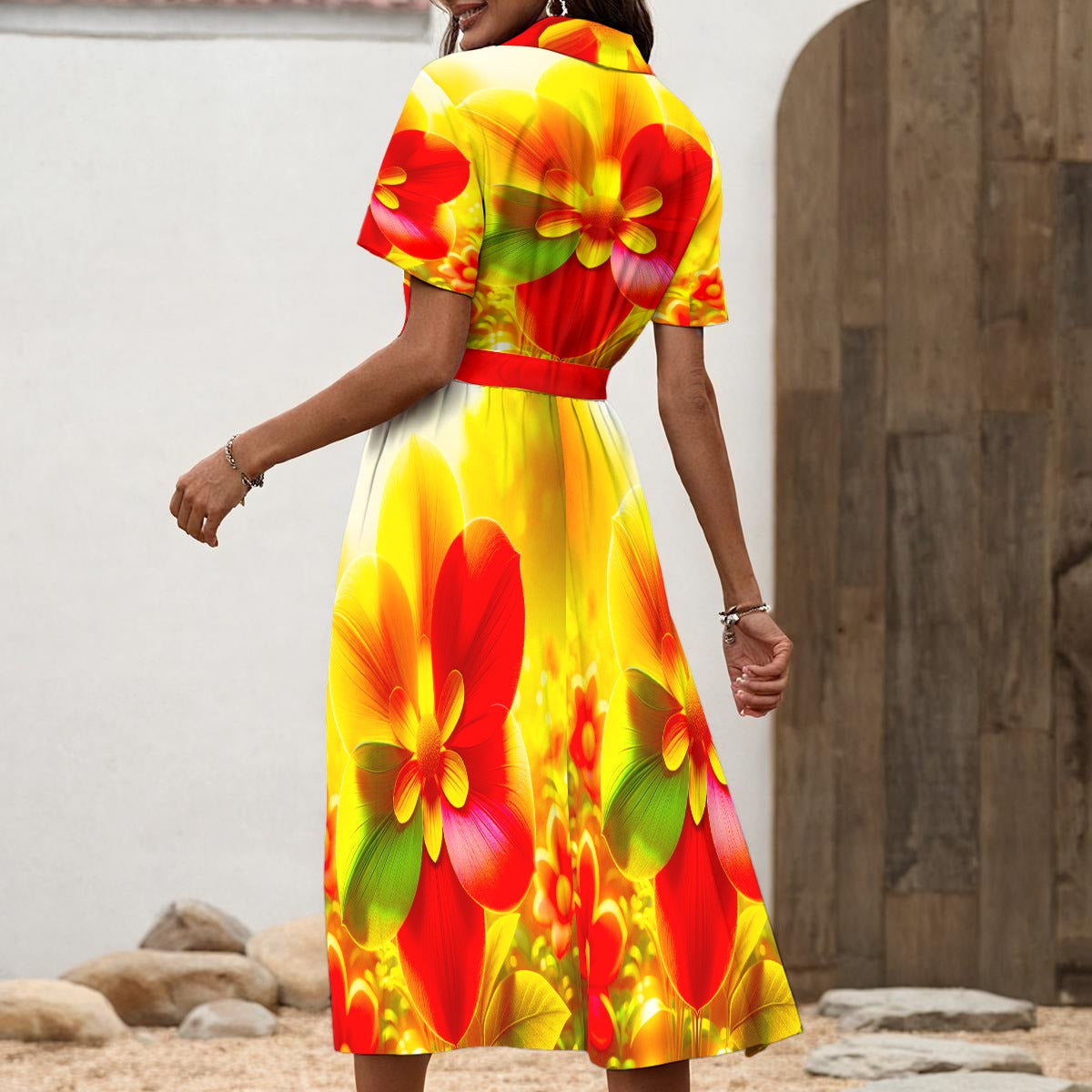 Hermosa Women's Shirt Dress with Waist Tie