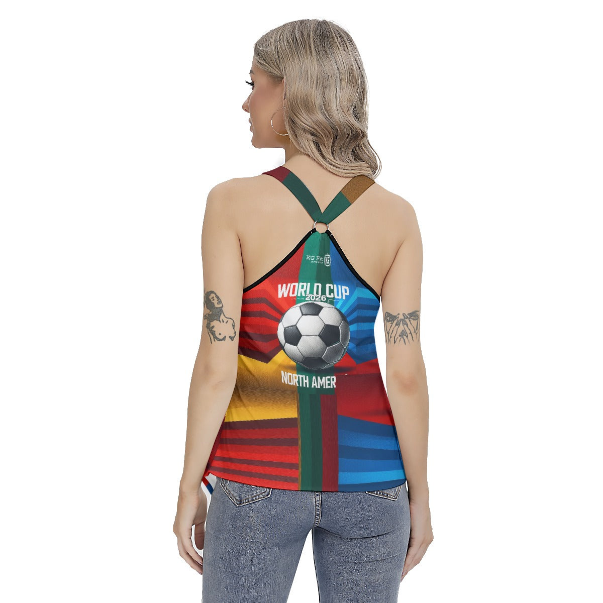 World Cup Atlanta - Soccer Ball Women's Racing Tank Top with Irregular Hem