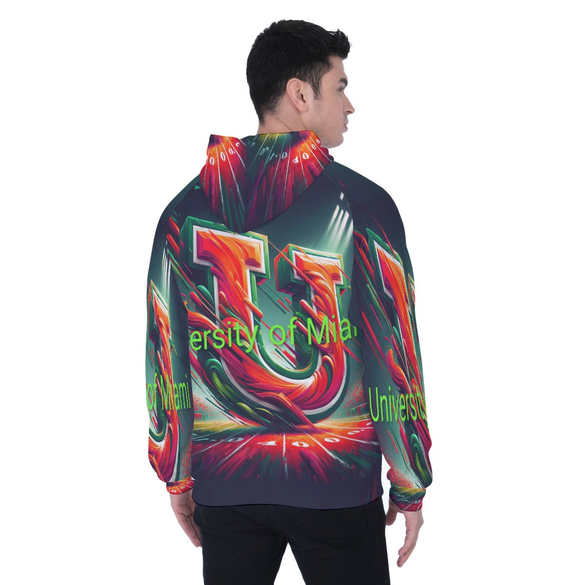 University of Miami Men's Heavy Fleece Raglan Hoodie