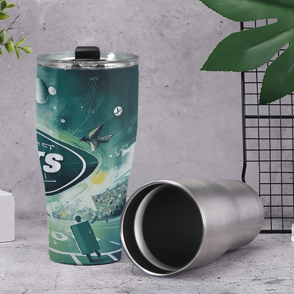 KG Fit New York Jets 30oz Stainless Steel Tumbler - Insulated Custom Mug with Lid, 10x7.5x20cm