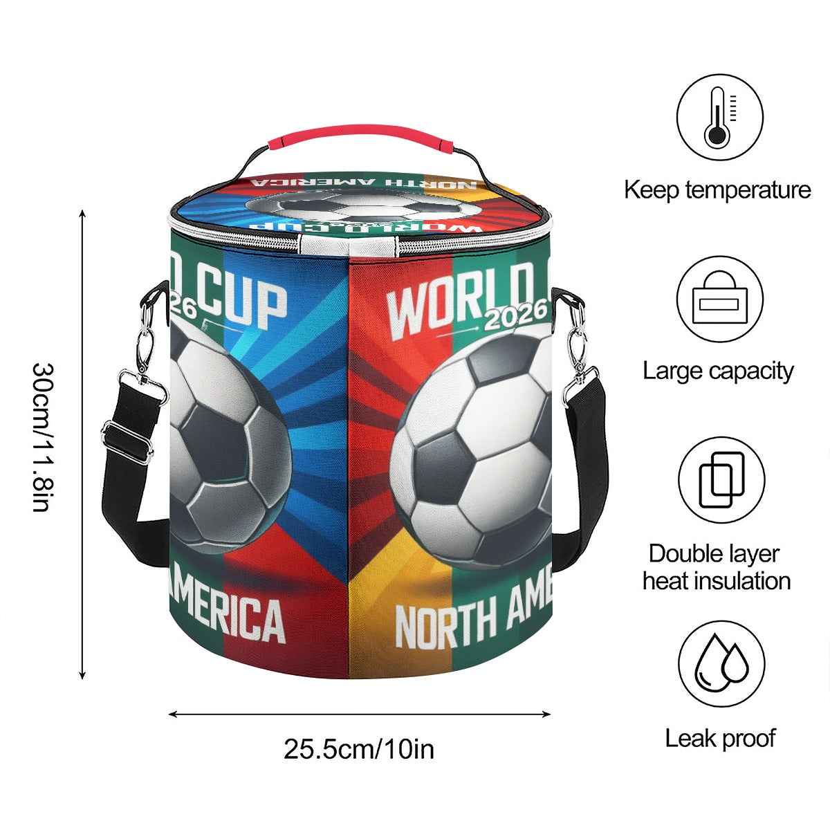World Cup Atlanta - Soccer Ball Insulated Cylinder Cooler Bag
