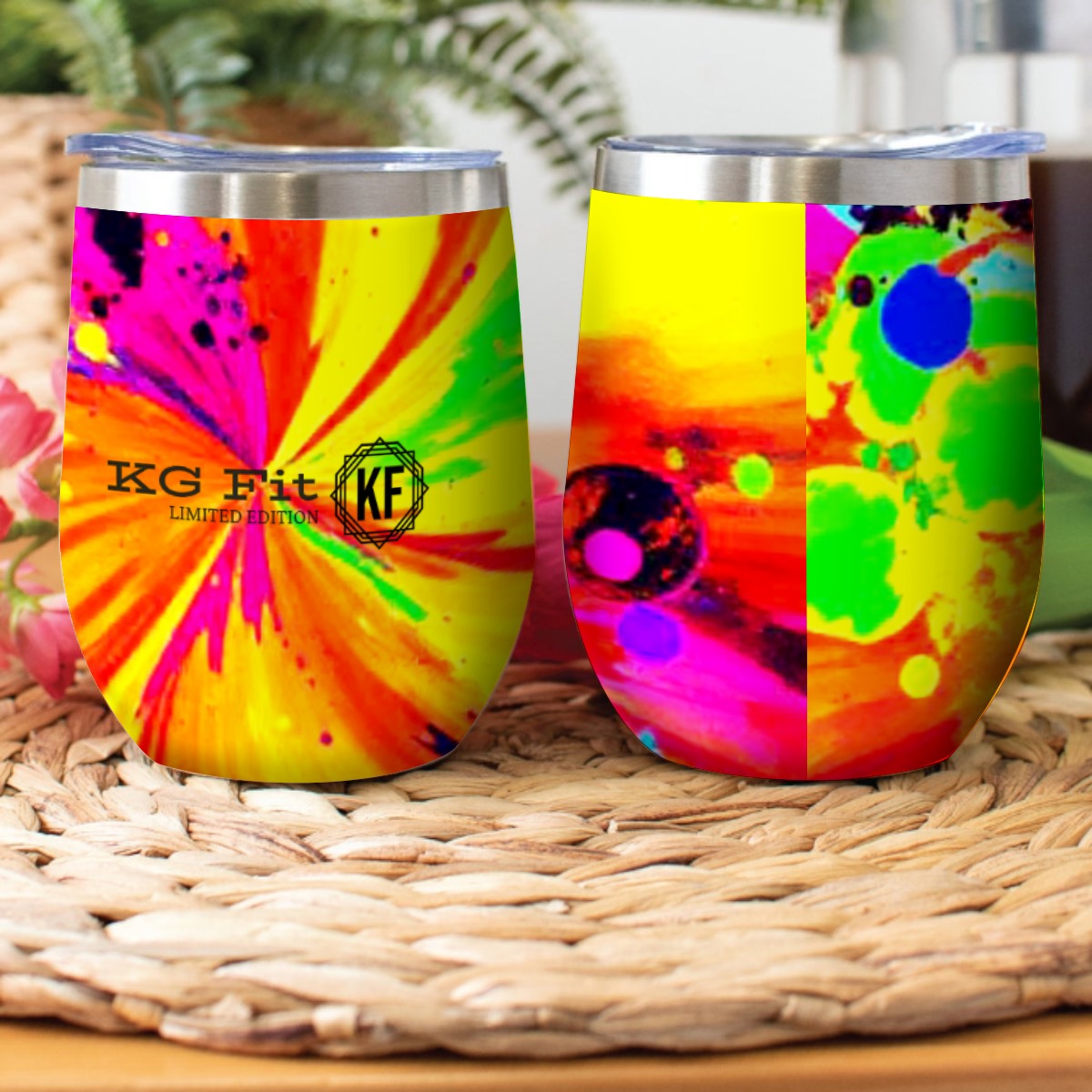 Psychedelic Stainless Steel Cup Wine Tumbler with Plastic Mouth