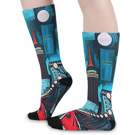 Atlanta at Nighttime Unisex Long Socks