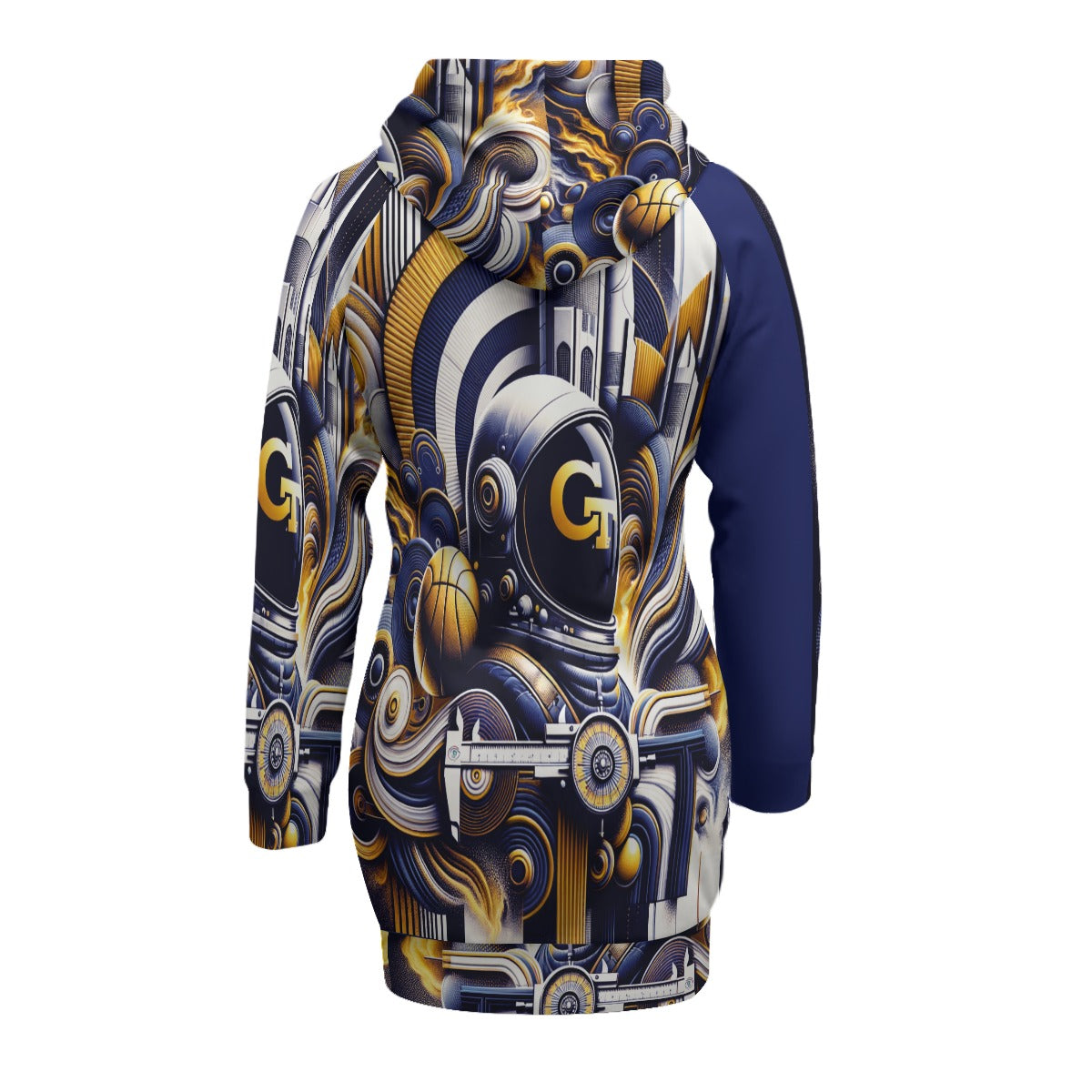 Georgia Tech Inspired Women's Pullover Hoodie Dress with Raglan Sleeve